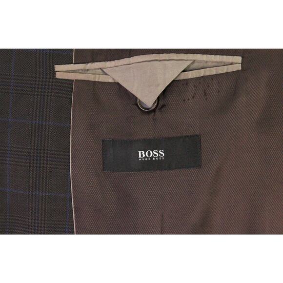 Hugo Boss The James4 Brown Black Blue Plaid Windowpane Wool Sportcoat Blazer 40R - Picture 8 of 11